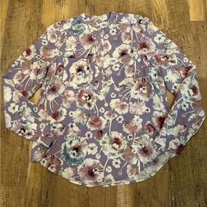 Rebecca Taylor Silk Purple Floral Blouse